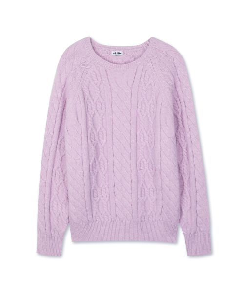 MICHIKO LONDON(ミチコ ロンドン)の「ヘビー フィッシャーマン ケーブルニット ライラックピンク(ニット/セーター・レディース・その他・FREE)」の6枚目の写真
