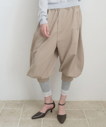 ピンタックボリュームパンツ_ベージュ