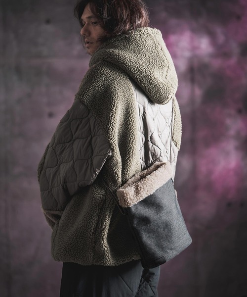 GLIMCLAP(グリムクラップ)の「mko13935-Shearling Denim Drawstring Tote 巾着バッグ(212-035-gla-cg)(ショルダーバッグ・メンズ・ブラック/インディゴブルー/コバルトブルー・FREE)」の13枚目の写真