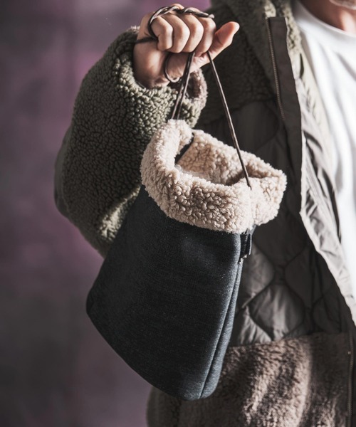 GLIMCLAP(グリムクラップ)の「mko13935-Shearling Denim Drawstring Tote 巾着バッグ(212-035-gla-cg)(ショルダーバッグ・メンズ・ブラック/インディゴブルー/コバルトブルー・FREE)」の15枚目の写真