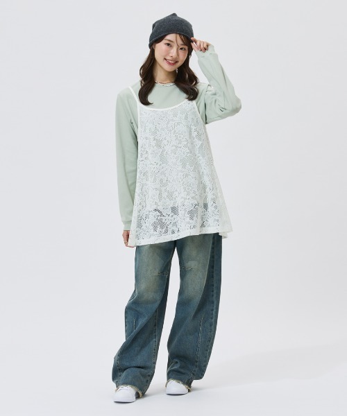 adidas(アディダス)の「【Kep1er ヒュニンバヒエさん着用】 別注 アディダス adidas PRISM COLLECTION レースチュニック&長袖Tシャツ セット(その他トップス・レディース・グレー/グリーン・XL/L/M/S)」の3枚目の写真