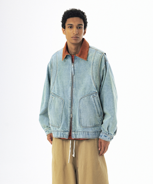 ANGLAN(アングラン)の「Denim Work Zip-Up Jacket - Washed Blue(デニムジャケット・メンズ・その他・1/02)」の4枚目の写真