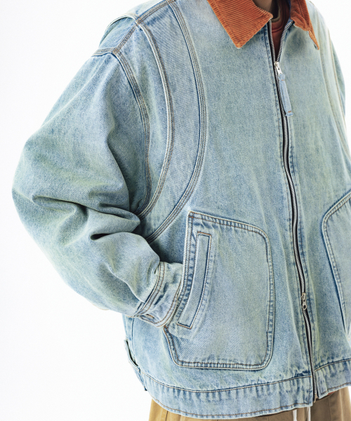 ANGLAN(アングラン)の「Denim Work Zip-Up Jacket - Washed Blue(デニムジャケット・メンズ・その他・1/02)」の6枚目の写真