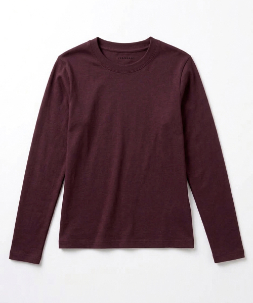 REBRENNER(リブレンナー)の「ベーシック スリムフィット ロングスリーブ バーガンディ(Tシャツ/カットソー・レディース・その他・FREE)」の1枚目の写真