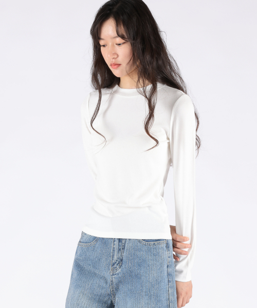REBRENNER(リブレンナー)の「ベーシック スリムフィット ロングスリーブ バーガンディ(Tシャツ/カットソー・レディース・その他・FREE)」の9枚目の写真