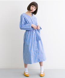 MERLOT | 前結びストライプシャツワンピース4885(シャツワンピース)