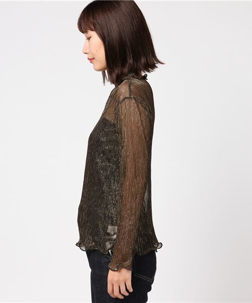 merlot plus(メルロープリュス)の「メロウラメトップス2434(Tシャツ/カットソー・レディース・ブラック/シルバー/ゴールド・FREE)」の4枚目の写真