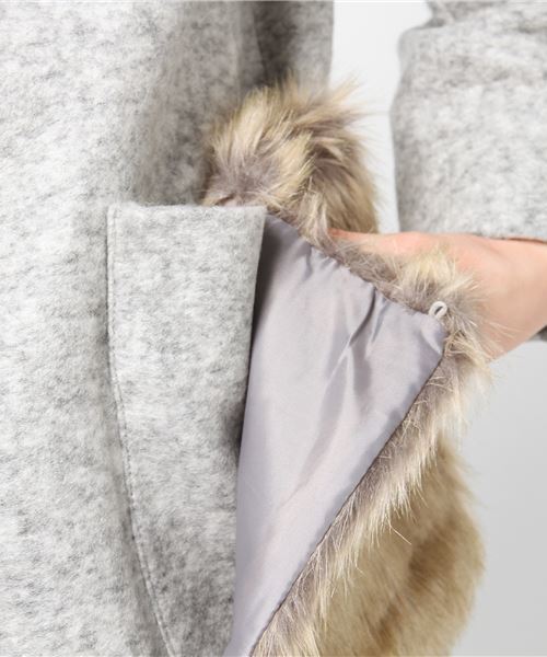 INTERPLANET（インタープラネット）の「フェイクファ-ポケット付ノーカラーコート（その他アウター・レディース・チャコールグレー/ベージュ/ネイビー/グレー・FREE）」の15枚目の写真