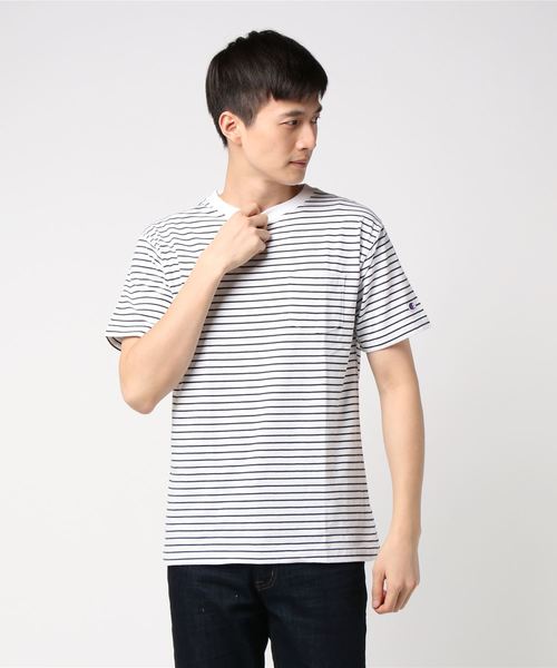 Champion（チャンピオン）の「【Champion/チャンピオン】メンズ ベーシック Tシャツ（Tシャツ/カットソー・メンズ・ホワイト/ブラック/ネイビー/グレー/ピンク・MEDIUM/SMALL/LARGE/X-LARGE）」の2枚目の写真