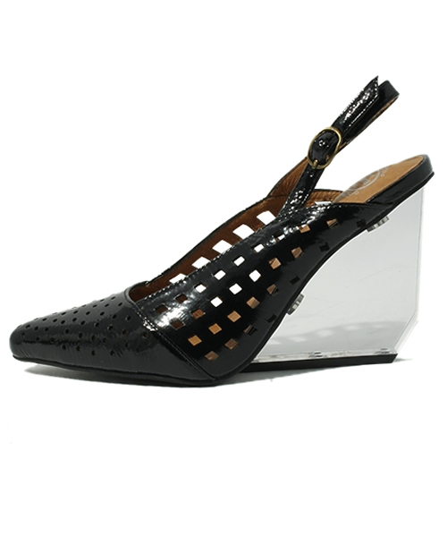 ROSE BUD（ローズバッド）の「(JEFFREY CAMPBELL)2012-690 PUNCHING PATENT WEDGE SANDAL（サンダル・レディース・ブラック/イエロー・35/36/37/38/39）」の9枚目の写真