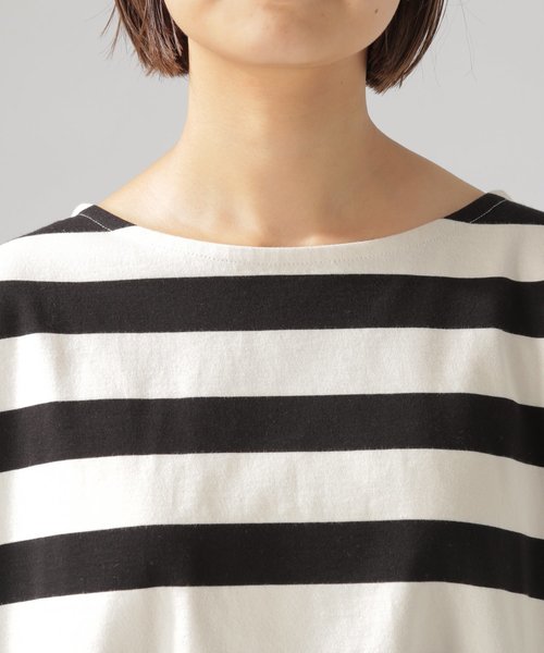 BAYFLOW(ベイフロー)の「ボートネックボーダープルオーバー(Tシャツ/カットソー・レディース・カーキ/ベージュ/オフホワイト・SMALL/MEDIUM)」の7枚目の写真