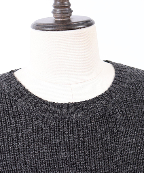 Jih Nunc（ジーヌンク）の「mn1839-クラッシュ加工ローゲージニットプルオーバー（ニット/セーター・メンズ・ブラック/ベージュ/カーキ/チャコール・S/M/L）」の11枚目の写真