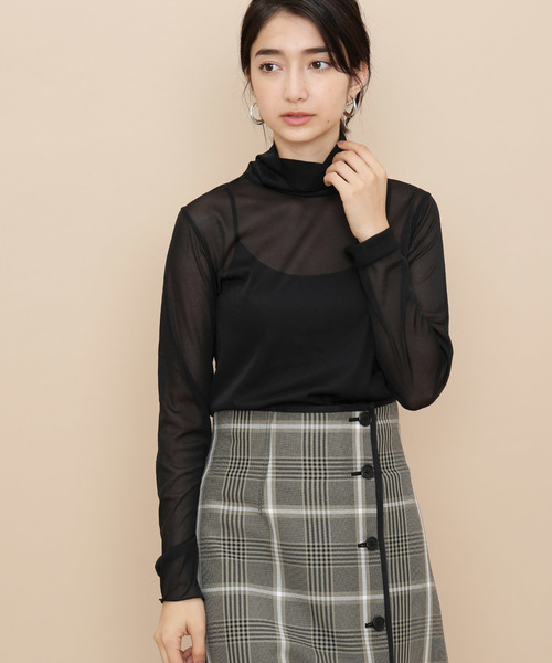 ADAM ET ROPE'(アダムエロペ)の「シアートリコットシフォンタートル(Tシャツ/カットソー・レディース・ライトグレー/ブラック/ブルー/グレー系その他・FREE)」の2枚目の写真