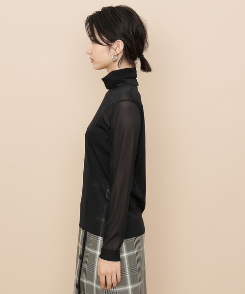 ADAM ET ROPE'(アダムエロペ)の「シアートリコットシフォンタートル(Tシャツ/カットソー・レディース・ライトグレー/ブラック/ブルー/グレー系その他・FREE)」の9枚目の写真
