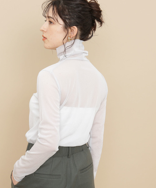 ADAM ET ROPE'(アダムエロペ)の「シアートリコットシフォンタートル(Tシャツ/カットソー・レディース・ライトグレー/ブラック/ブルー/グレー系その他・FREE)」の4枚目の写真