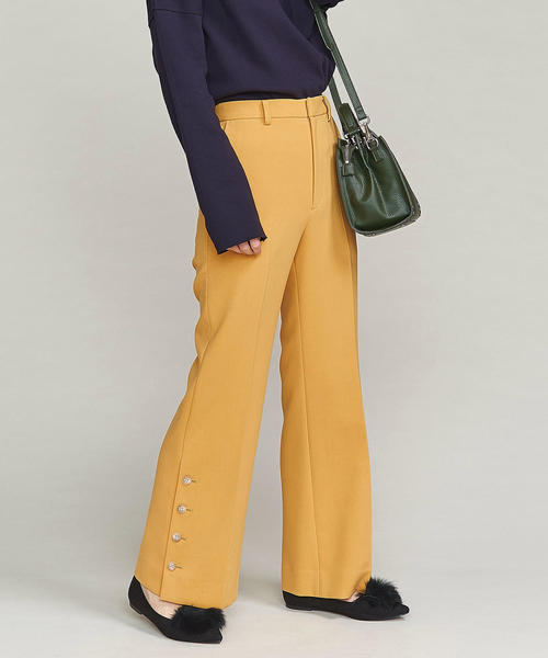 BEAUTY&YOUTH UNITED ARROWS（ビューティーアンドユースユナイテッドアローズ）の「BY ダブルクロスボタンスリットフレアパンツ ◆（その他パンツ・レディース・イエロー/オフホワイト/ネイビー・MEDIUM/SMALL）」の6枚目の写真