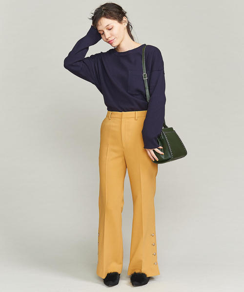 BEAUTY&YOUTH UNITED ARROWS（ビューティーアンドユースユナイテッドアローズ）の「BY ダブルクロスボタンスリットフレアパンツ ◆（その他パンツ・レディース・イエロー/オフホワイト/ネイビー・MEDIUM/SMALL）」の10枚目の写真