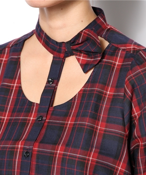 Rolick（ロリック）の「タイ付アキシャツ（シャツ/ブラウス・レディース・レッド/ブラック・FREE）」の5枚目の写真