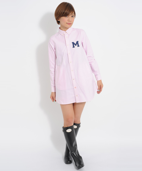 MILKFED.(ミルクフェド)の「PATCHED BD SHIRT DRESS(ワンピース・レディース・ピンク/ライトパープル/ブルー・SMALL/MEDIUM)」の1枚目の写真