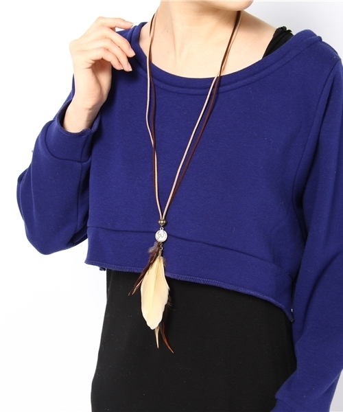 goa（ゴア）の「3種フェザー×コインネックレス（ネックレス・レディース・ブラウン/グリーン・FREE）」の4枚目の写真