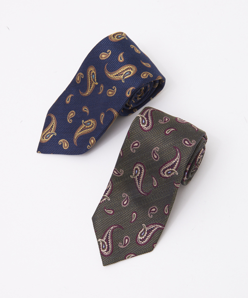 ABAHOUSE（アバハウス）の「【Recency of Mine】ペイズリー小紋タイ（ネクタイ・メンズ・ネイビー/カーキ・フリー）」の3枚目の写真