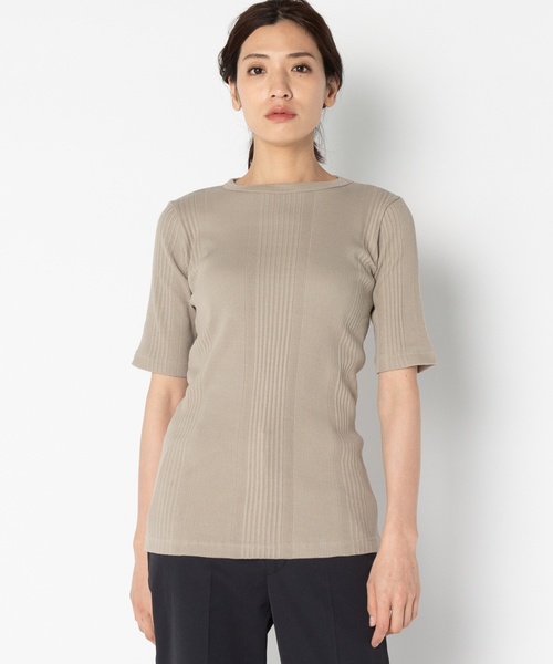 Traditional Weatherwear（トラディショナルウェザーウェア）の「Traditional Weatherwear: ベーシックリブクルーネックハーフスリーブ（Tシャツ/カットソー・レディース・ホワイト/ブラック/カーキ/ピンク系その他・S）」の3枚目の写真