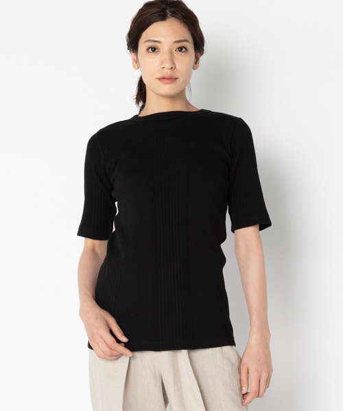 Traditional Weatherwear（トラディショナルウェザーウェア）の「Traditional Weatherwear: ベーシックリブクルーネックハーフスリーブ（Tシャツ/カットソー・レディース・ホワイト/ブラック/カーキ/ピンク系その他・S）」の2枚目の写真