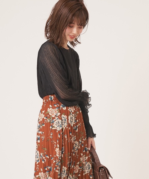 natural couture（ナチュラルクチュール）の「キャンディースリーブプリーツブラウス（シャツ/ブラウス・レディース・ブラック/パープル/オフホワイト/ピンク/ミント・FREE）」の10枚目の写真
