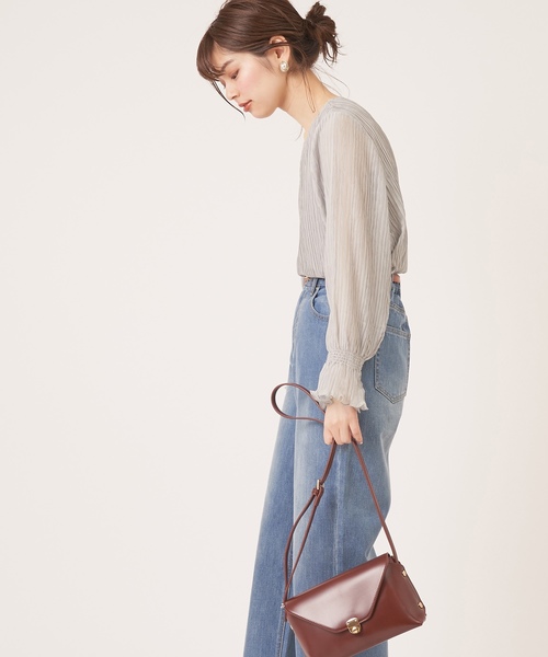 natural couture（ナチュラルクチュール）の「キャンディースリーブプリーツブラウス（シャツ/ブラウス・レディース・ブラック/パープル/オフホワイト/ピンク/ミント・FREE）」の13枚目の写真