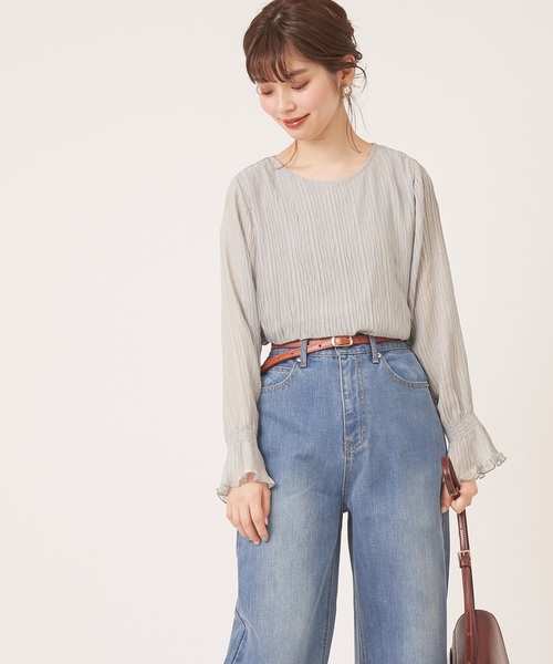 natural couture（ナチュラルクチュール）の「キャンディースリーブプリーツブラウス（シャツ/ブラウス・レディース・ブラック/パープル/オフホワイト/ピンク/ミント・FREE）」の14枚目の写真