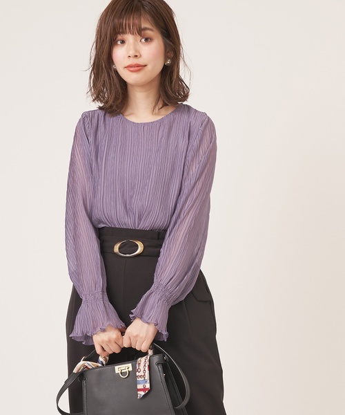 natural couture（ナチュラルクチュール）の「キャンディースリーブプリーツブラウス（シャツ/ブラウス・レディース・ブラック/パープル/オフホワイト/ピンク/ミント・FREE）」の16枚目の写真