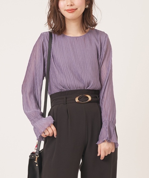 natural couture（ナチュラルクチュール）の「キャンディースリーブプリーツブラウス（シャツ/ブラウス・レディース・ブラック/パープル/オフホワイト/ピンク/ミント・FREE）」の17枚目の写真