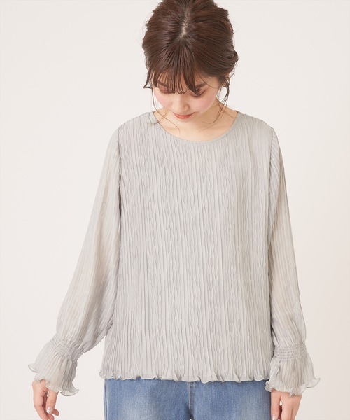 natural couture（ナチュラルクチュール）の「キャンディースリーブプリーツブラウス（シャツ/ブラウス・レディース・ブラック/パープル/オフホワイト/ピンク/ミント・FREE）」の21枚目の写真