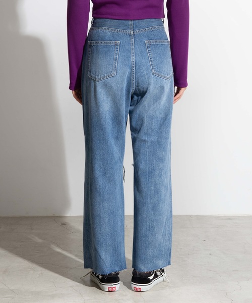 WEGO（ウィゴー）の「WEGO/ダメージストレートデニムパンツ（デニムパンツ・レディース・インディゴブルー/コバルトブルー・SMALL/MEDIUM/LARGE）」の11枚目の写真