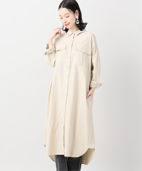 Joint ワンピース Joint ネルロングシャツワンピース シャツワンピース Works ジョイントワークス のファッション Joint ワンピース Joint ネルロングシャツワンピース シャツワンピース Works ジョイントワークス のファッション