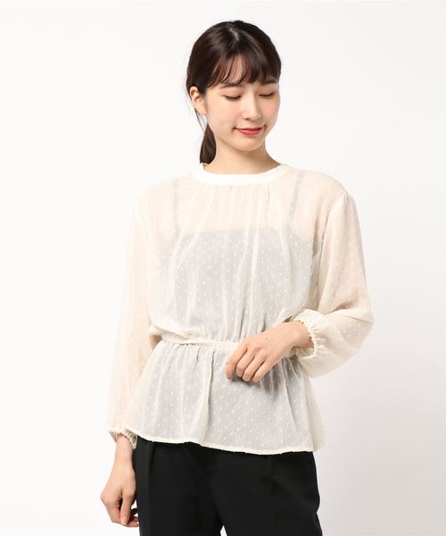 rps（アールピーエス）の「楊柳ドットペプラムブラウス（シャツ/ブラウス・レディース・ブラック/ピンク/アイボリー・M）」の12枚目の写真