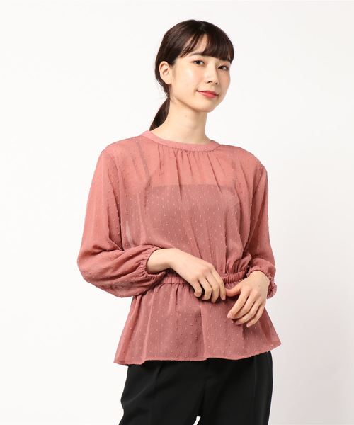 rps（アールピーエス）の「楊柳ドットペプラムブラウス（シャツ/ブラウス・レディース・ブラック/ピンク/アイボリー・M）」の7枚目の写真