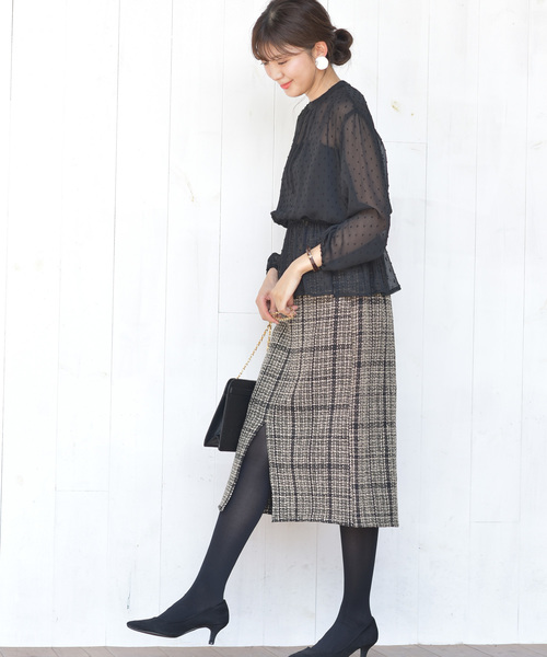 rps（アールピーエス）の「楊柳ドットペプラムブラウス（シャツ/ブラウス・レディース・ブラック/ピンク/アイボリー・M）」の8枚目の写真