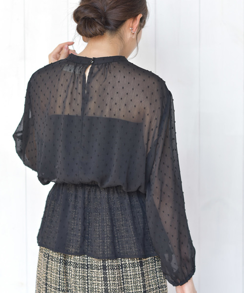 rps（アールピーエス）の「楊柳ドットペプラムブラウス（シャツ/ブラウス・レディース・ブラック/ピンク/アイボリー・M）」の11枚目の写真