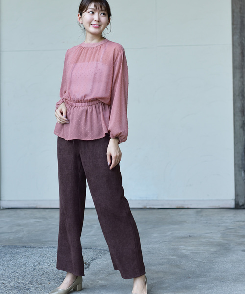 rps（アールピーエス）の「楊柳ドットペプラムブラウス（シャツ/ブラウス・レディース・ブラック/ピンク/アイボリー・M）」の5枚目の写真