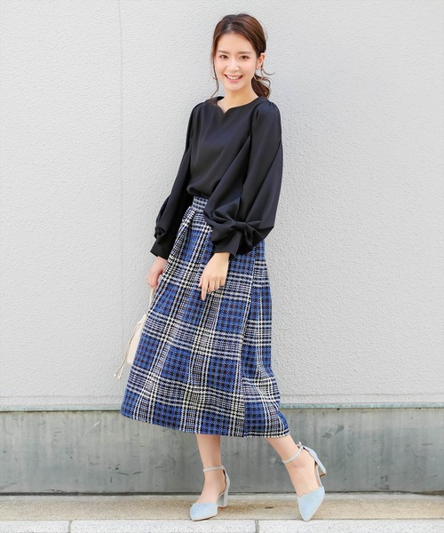 clear（クリア）の「ビッグチェックツイードフレアスカート（スカート  