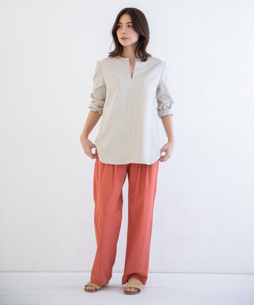 Munich（ミューニック）の「ドライタッチオックス　2WAYクルーネックブラウス【セットアップ可】（シャツ/ブラウス・レディース・ホワイト/ブラック/ナチュラル/ライトグリーン/ライトカーキ・FREE）」の19枚目の写真