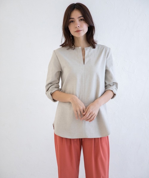 Munich（ミューニック）の「ドライタッチオックス　2WAYクルーネックブラウス【セットアップ可】（シャツ/ブラウス・レディース・ホワイト/ブラック/ナチュラル/ライトグリーン/ライトカーキ・FREE）」の20枚目の写真