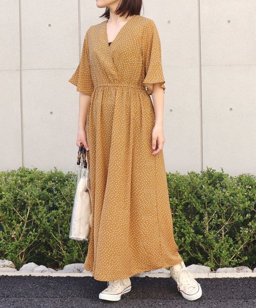 Auli アウリィ の 変形ドットカシュクールロングワンピース ワンピース Wear