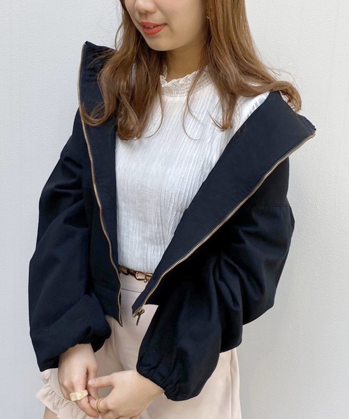 apres jour（アプレジュール）の「ツイルフードブルゾン【ZOZOTOWN限定アイテム】（ブルゾン・レディース・ベージュ/アイボリー/ブラック・フリー）」の6枚目の写真