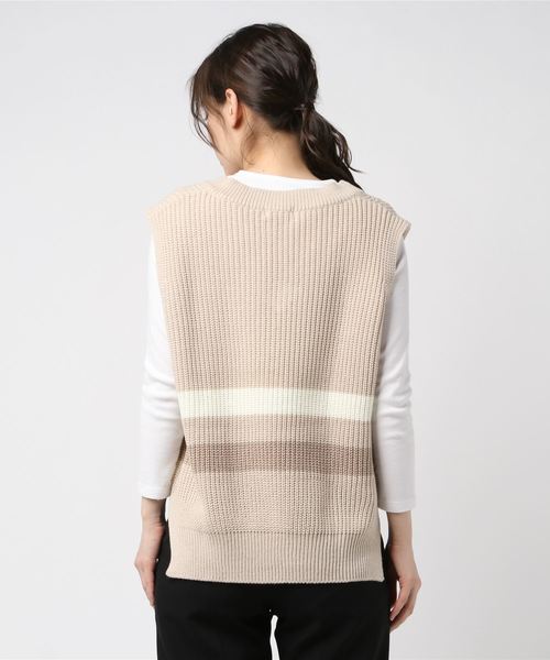 DING(ディング)の「DING/センターラインニットベスト(ベスト・レディース・ネイビー/ベージュ・FREE)」の10枚目の写真