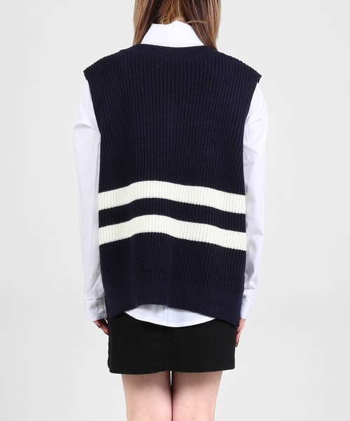 DING(ディング)の「DING/センターラインニットベスト(ベスト・レディース・ネイビー/ベージュ・FREE)」の11枚目の写真
