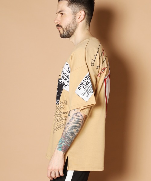 JACKROSE(ジャックローズ)の「JE-スパンミニ裏毛・多重ロゴ 半袖Tシャツ(Tシャツ/カットソー・メンズ・ホワイト/ブラック/ベージュ・M/L)」の3枚目の写真