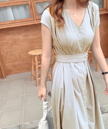 ABITOKYO | ウエストマーク タックロング フレンチスリーブ ワンピース(ワンピース)