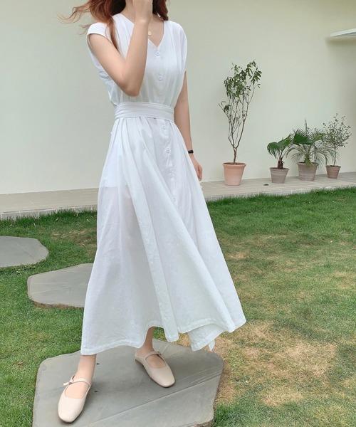 ABITOKYO（アビトーキョー）の「ウエストマーク タックロング フレンチスリーブ ワンピース（ワンピース・レディース・ホワイト/ブラック/サックスブルー/ブルーグレー/ライトグレー/ネイビー/ブラウン/ライトパープル/ベージュ/チャコールグレー/ミント/ブルー系その他/ブルー/ブラック系その他/マスタード/グリーン系その他/ブラウン系その他/オレンジ・FREE）」の21枚目の写真